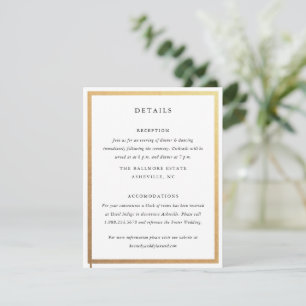Carte D'accompagnement Détails de mariage élégants noir et blanc or Simpl