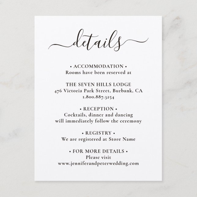 Carte D'accompagnement Détails de mariage élégants sur papier Kraft (Devant)