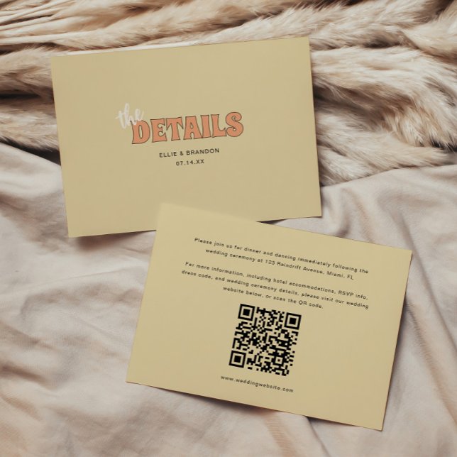Carte D'accompagnement Détails de mariage ELLIE Moderne Rétro Code QR (Créateur téléchargé)