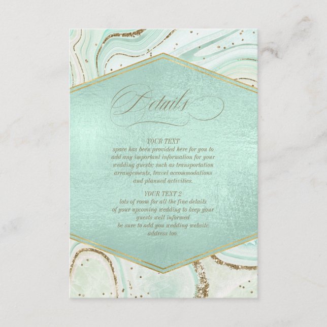 Carte D'accompagnement Détails de mariage en agate abstraite Mint ID827 (Devant)