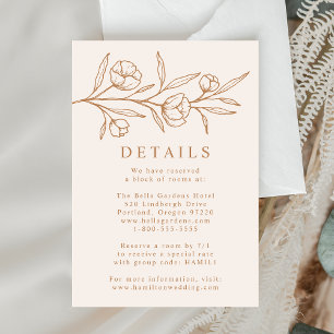 Carte D'accompagnement Détails de mariage en amande et cuivre à motif flo