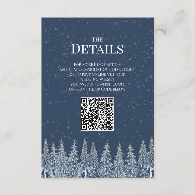 Carte D'accompagnement Détails de mariage en bois rustique hivernal Code  (Devant)