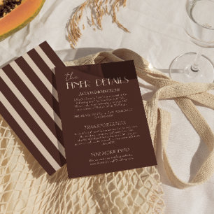 Carte D'accompagnement Détails de mariage en brun chocolat élégant à l'an