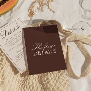Carte D'accompagnement Détails de mariage en chocolat brun chic et ancien