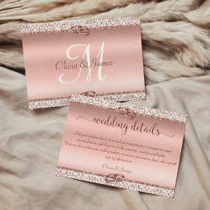 Carte D'accompagnement Détails de mariage en dentelle à paillettes or ros