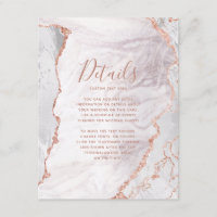 Détails de mariage en marbre d'agate or rose et bl
