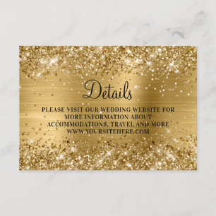 Carte D'accompagnement Détails de mariage en paillettes et feuille d'or