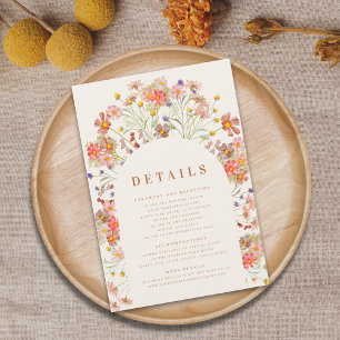 Carte D'accompagnement Détails de mariage en terre cuite de fleurs d'auto