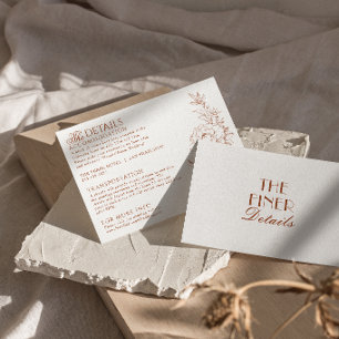 Carte D'accompagnement Détails de mariage en terre cuite florale orange b