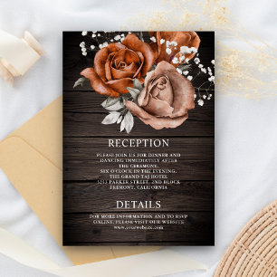 Carte D'accompagnement Détails de mariage en terre cuite rose orange brûl