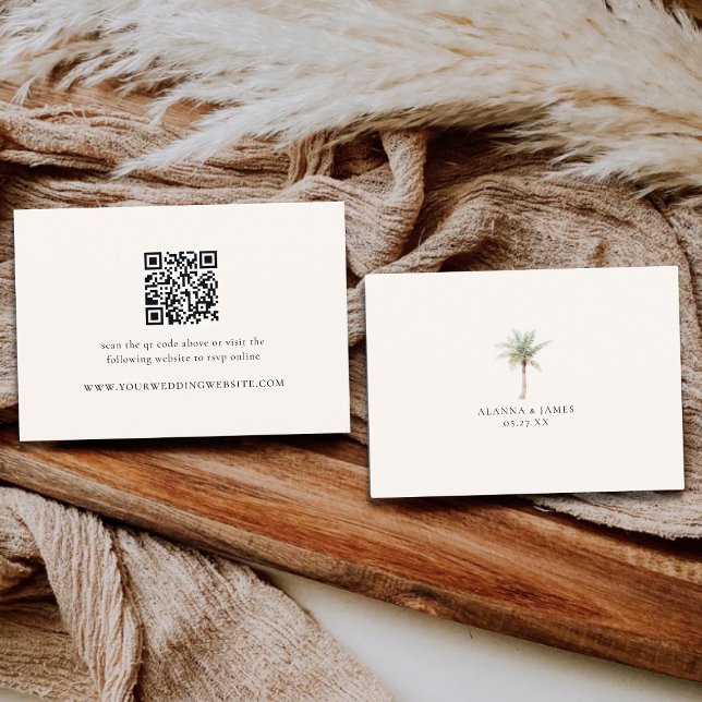 Carte D'accompagnement Détails de mariage et RSVP avec code QR neutre mod (Créateur téléchargé)