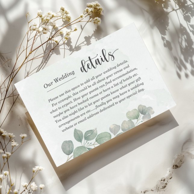 Carte D'accompagnement Détails de mariage eucalyptus vert sauge rustique (Créateur téléchargé)