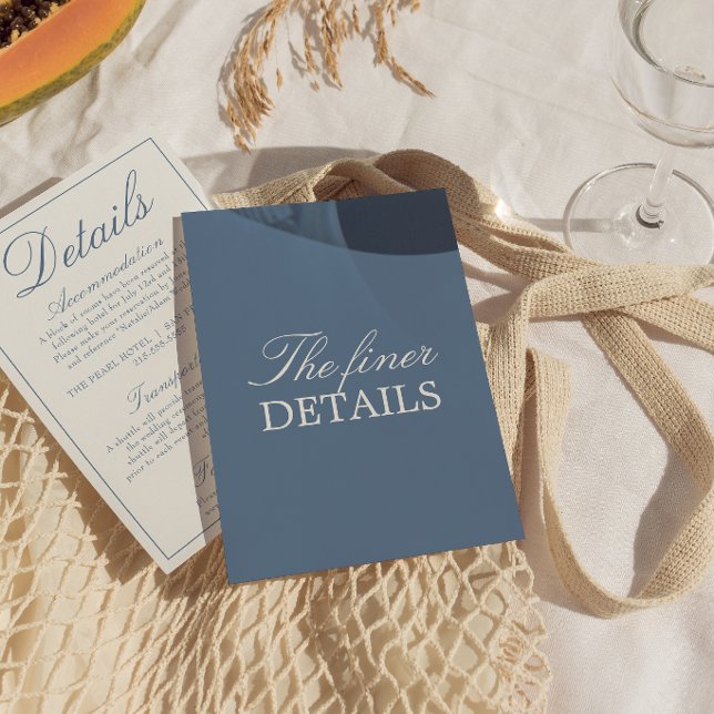 Carte D'accompagnement Détails de mariage Fancy bleu et blanc à l'ancienn (Créateur téléchargé)