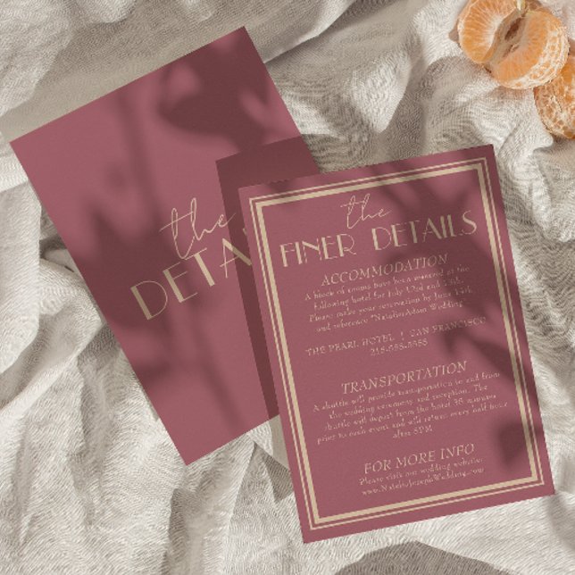 Carte D'accompagnement Détails de mariage Fancy Dusty Rose Ivory Old Mone (Créateur téléchargé)
