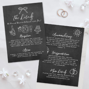 Carte D'accompagnement Détails de mariage fantaisistes dessinés à la main