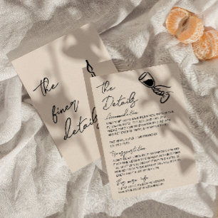 Carte D'accompagnement Détails de mariage fantaisistes écrits à la main