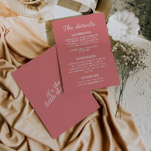 Carte D'accompagnement Détails de mariage fantaisistes modernes rose gras