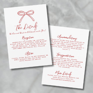 Carte D'accompagnement Détails de mariage fantaisistes rouges dessinés à