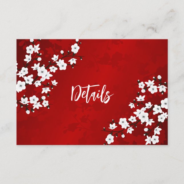Carte D'accompagnement Détails de mariage Fleur de cerisier blanche (Devant)