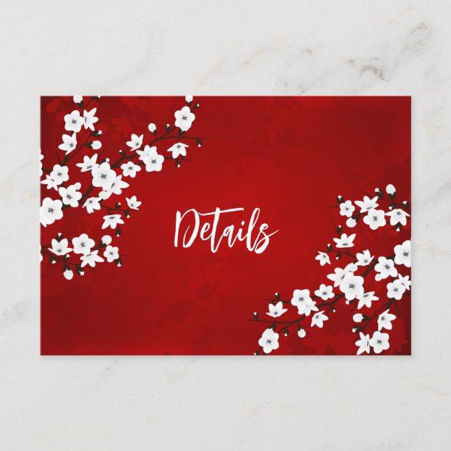 Carte D'accompagnement Détails de mariage Fleur de cerisier blanche (Devant)