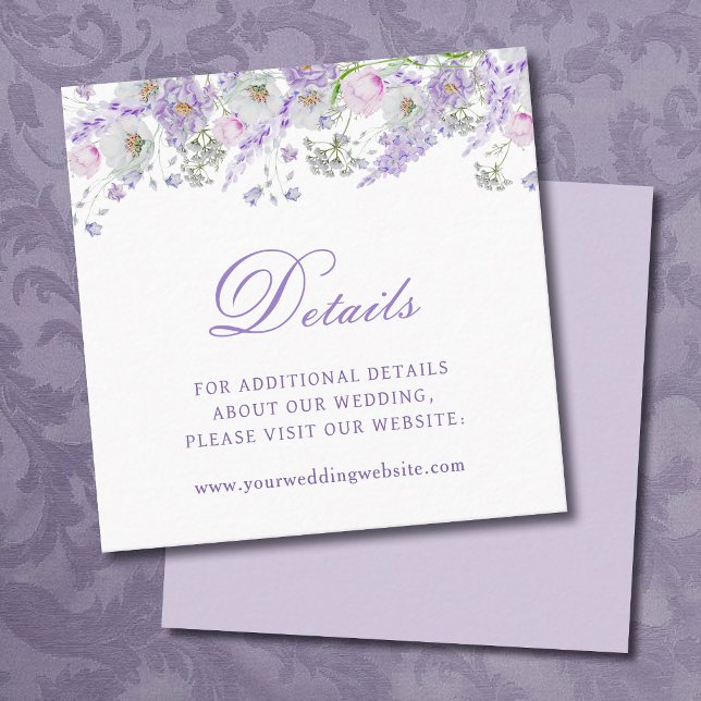 Carte D'accompagnement Détails de mariage Fleurs de lilas Site Web (Créateur téléchargé)