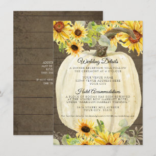 Carte D'accompagnement Détails de mariage floral automnal de tournesol ci