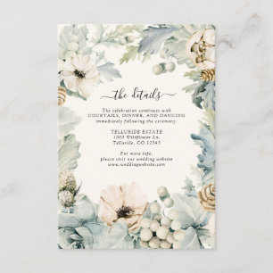 Carte D'accompagnement Détails de mariage floral bleu poussiéreux
