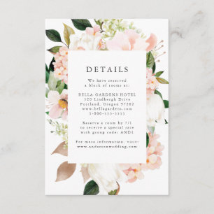 Carte D'accompagnement Détails de mariage floral Blush de printemps