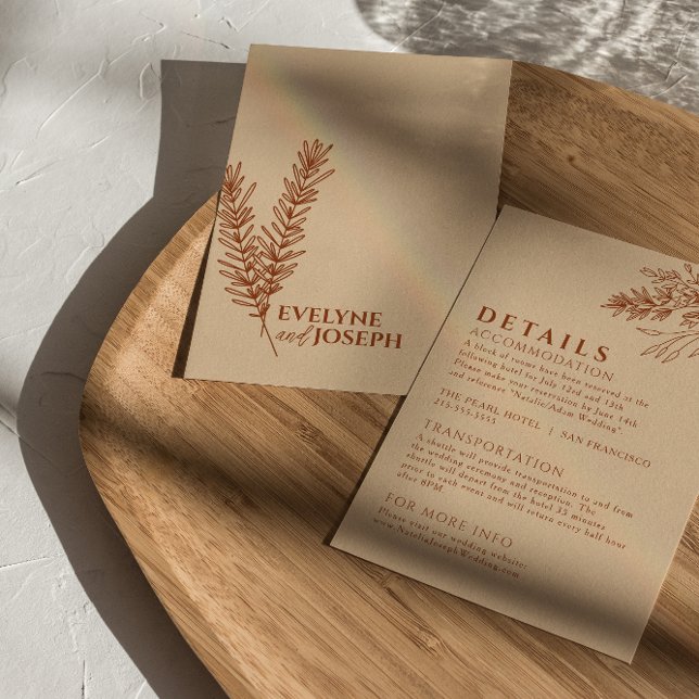 Carte D'accompagnement Détails de mariage Floral Boho Beige Terracotte (Créateur téléchargé)