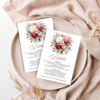 Détails de mariage floral bordeaux intemporel