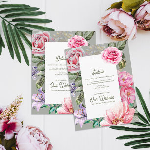 Carte D'accompagnement Détails de mariage floral botanique romantique vin