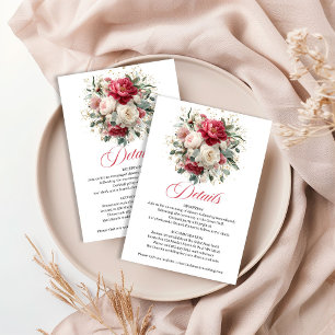 Carte D'accompagnement Détails de mariage floral burgundy blush romantiqu