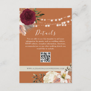 Carte D'accompagnement Détails de mariage floral Code QR Site web