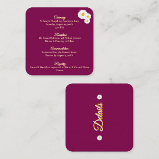Carte D'accompagnement Détails de mariage floral Cranberry
