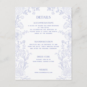 Carte D'accompagnement Détails de mariage floral de jardin vintage