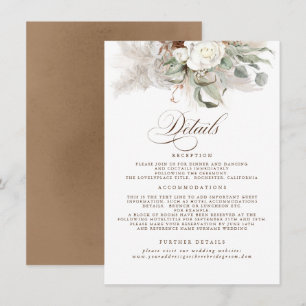 Carte D'accompagnement Détails de mariage floral Herbe des Pampas Teintes
