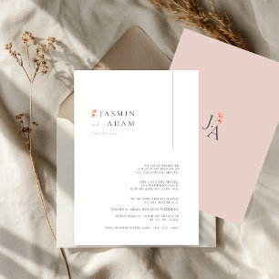 Carte D'accompagnement Détails de mariage floral minimal élégant rose