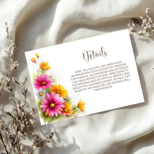 Carte D'accompagnement Détails de mariage floral rose orange rustique