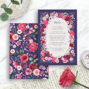 Carte D'accompagnement Détails de mariage floral rouge