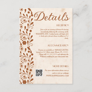 Carte D'accompagnement Détails de mariage floral rustique code QR
