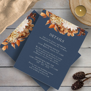 Carte D'accompagnement Détails de mariage floral terracotta automne marin