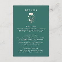 Détails de mariage floral vert émeraude élégant