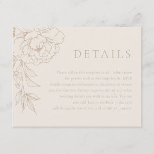 Carte D'accompagnement Détails de mariage floral vintage à ligne élégante