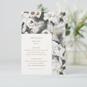 Carte D'accompagnement détails de mariage floraux argentés romantiques