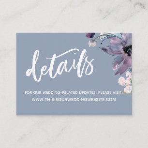 Carte D'accompagnement Détails de mariage floraux avec écriture manuscrit