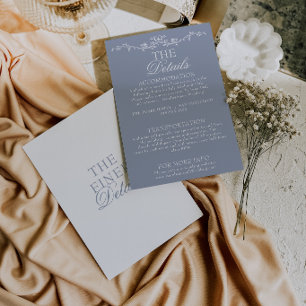 Carte D'accompagnement Détails de mariage floraux boho bleu poussiéreux m