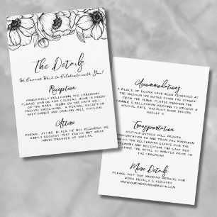 Carte D'accompagnement Détails de mariage floraux dessinés à la main