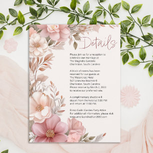 Carte D'accompagnement Détails de mariage floraux en magnolia à la crème 