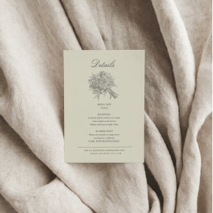 Carte D'accompagnement Détails de mariage floraux esquissés vintage