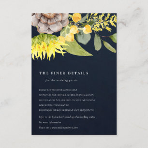 CARTE D'ACCOMPAGNEMENT DÉTAILS DE MARIAGE FLORAUX EUCALYPTUS SOLEIL NAVY